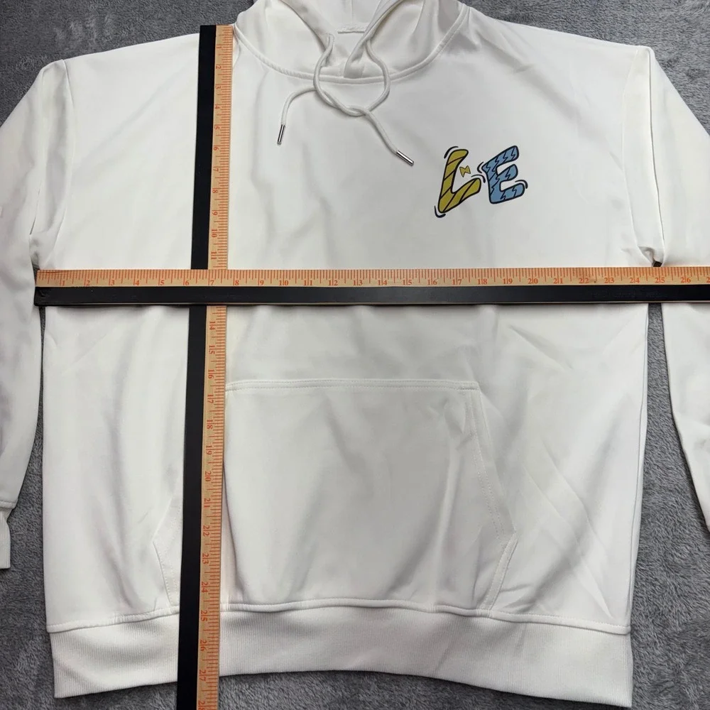 Level Graphic Hoodie Men‎ Size L White Excellent LOVE Print Pullover 444
